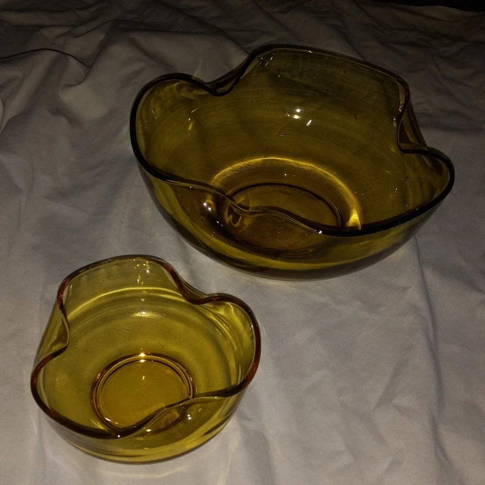 Vintage Anchor Hocking Amber Chip & Salsa‎ Bowls